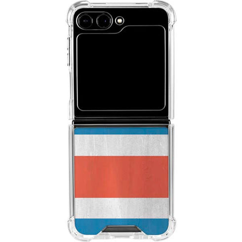 Costa Rican Flag Distressed Galaxy Z Flip6 Clear Case